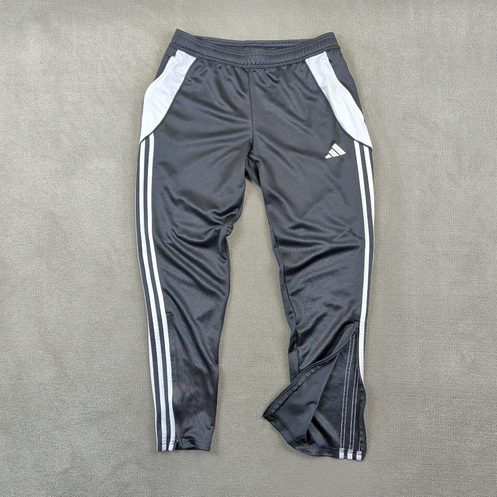 Adidas Aeroready Track Pants Mens Medium Black White 3 Stripe Soccer Joggers Zip